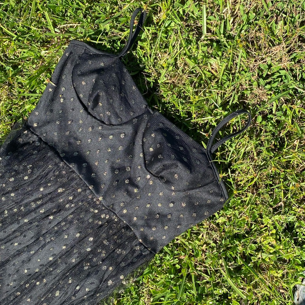 Awesome black and gold polkadot, sheer dress fairy vibes